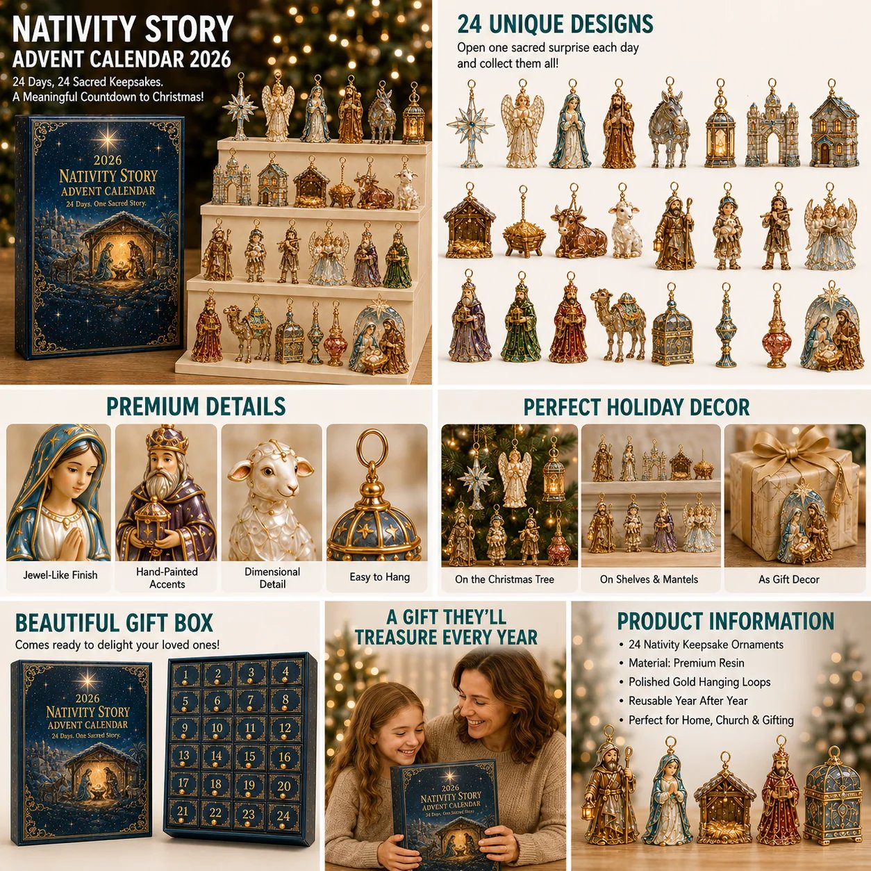 ✨ 2026 Nativity Story Christmas Advent Calendar | 24 Keepsake Ornaments Inspired by the Sacred Journey to Christmas 🎄🙏