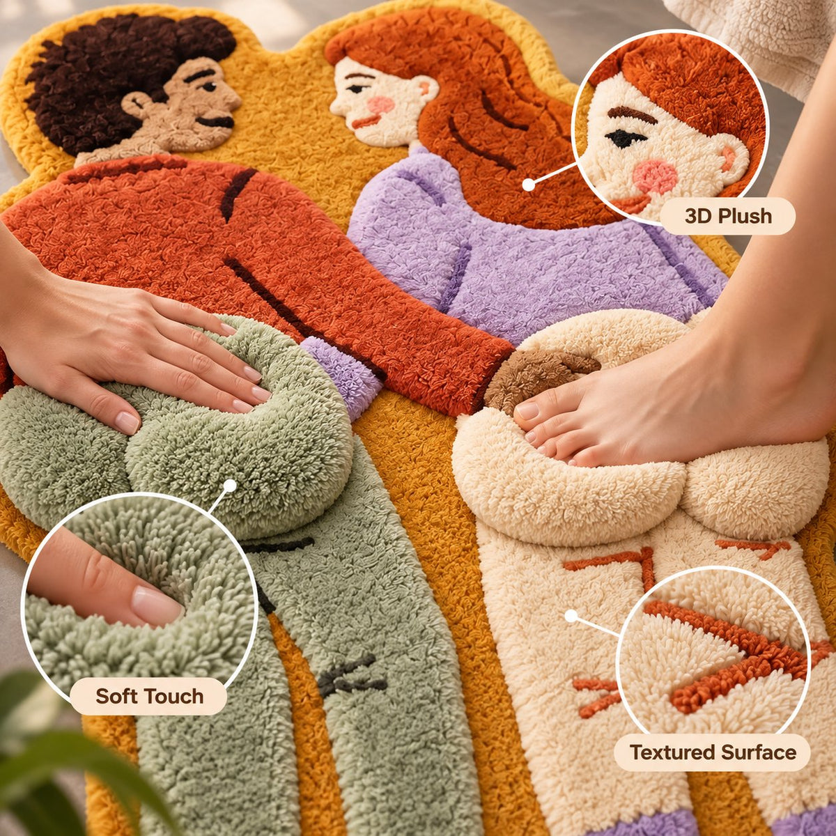 Cheeky Couple 3D Plush Bath Mat – Funny Statement Rug