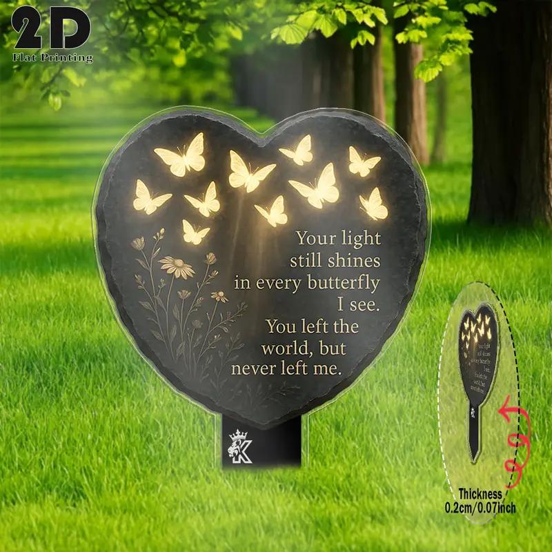 π¦π Unique Butterfly Heart-Shaped Floral Acrylic Outdoor Memorial Plaque
