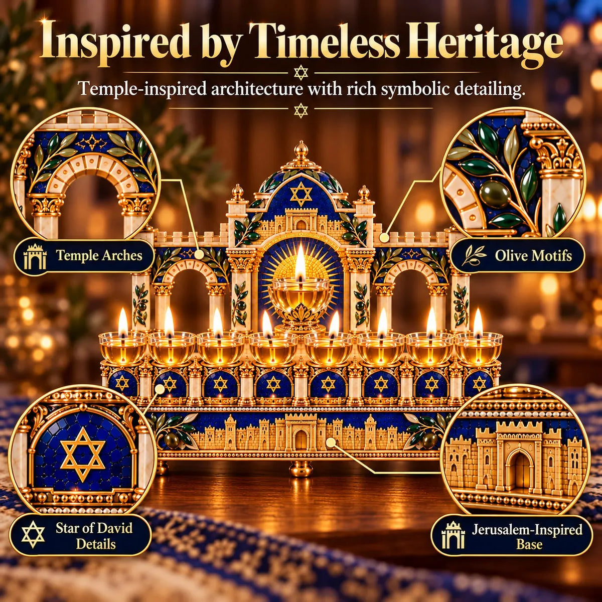 🕎 Temple-Inspired Hanukkah 8-Night Light Centerpiece