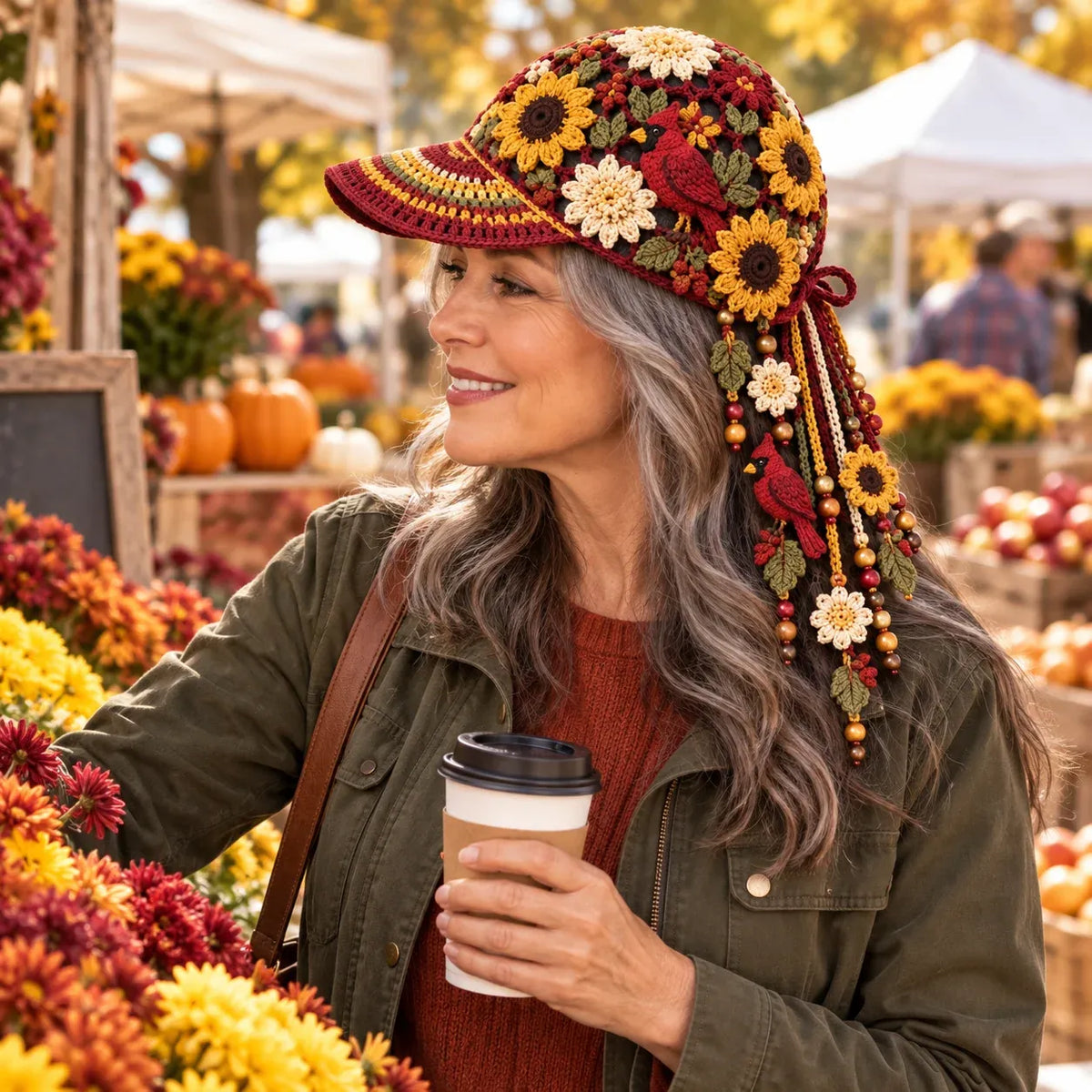 🔥LAST DAY 50% OFF - 🍂 Women’s Handmade Crochet Autumn Baseball Cap