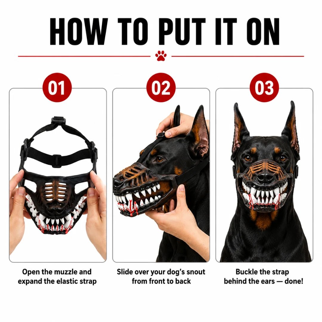 ๐บ Halloween Monster Dog Costume Muzzle โ Scary Latex Pet Party Accessory