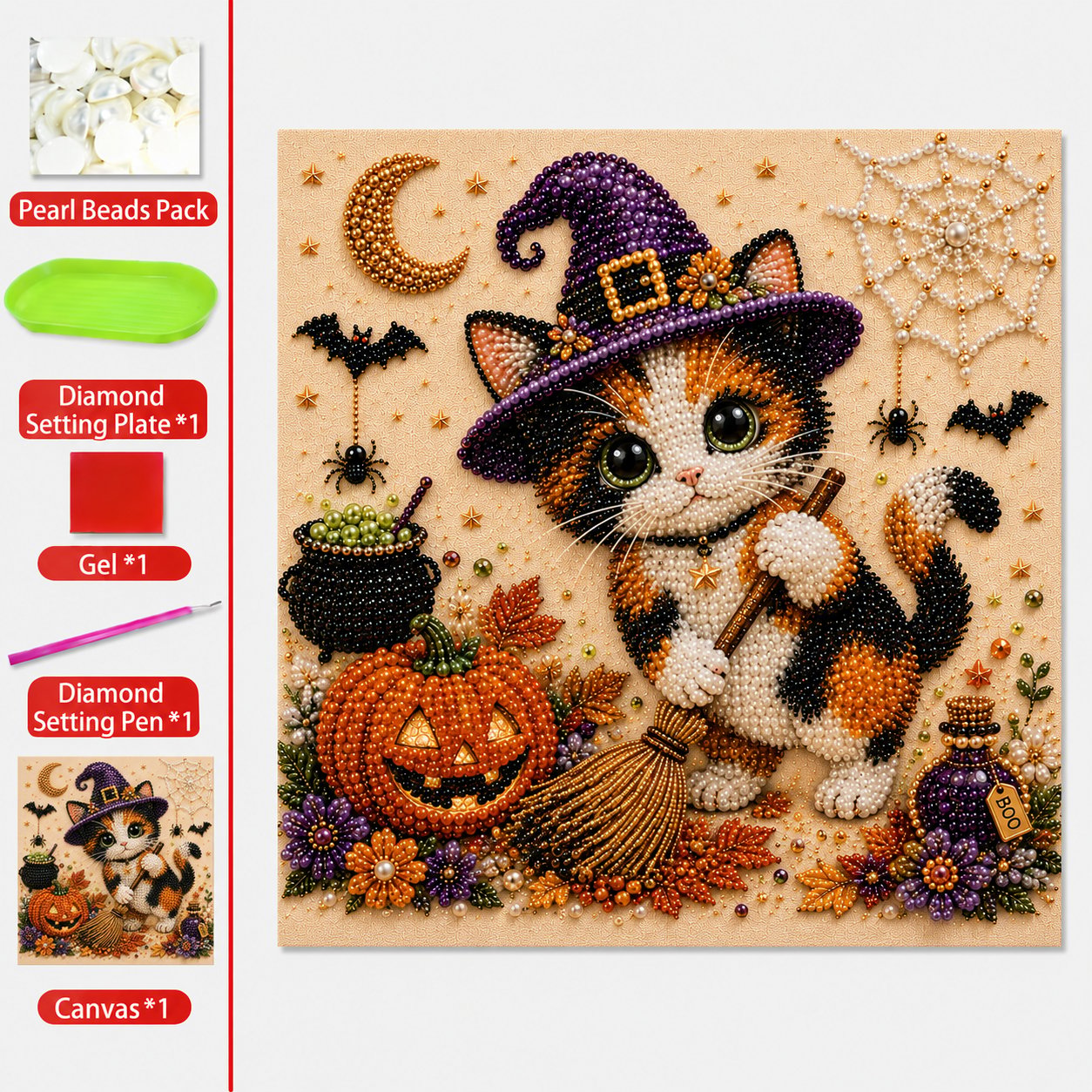 🔥 Last Day 49% OFF - DIY Halloween Cat Pearl Bead Painting Kit 🐈⬛🎃 Buy 2 Get Free Shipping📦