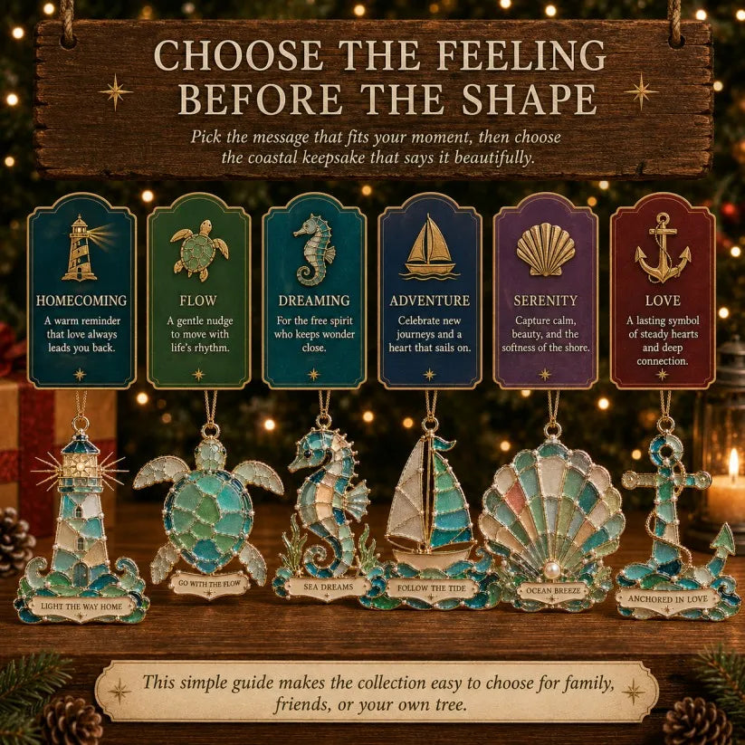 ⏳ Last Day 49% OFF – 🌊 Sea Glass Coastal Christmas Ornament Collection | 8 Ocean-Inspired Designs With Lighthouse, Turtle, Sailboat & More For Beach Lovers, Coastal Homes & Holiday Decor 🎄