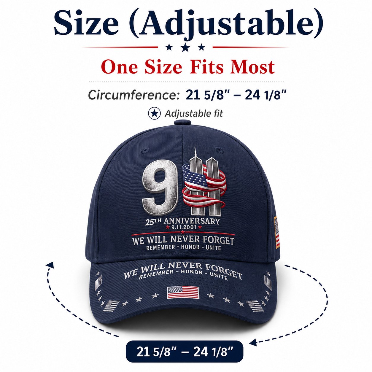 š„LAST DAY 50% OFF - 9/11 25th Anniversary We Will Never Forget Embroidered Memorial Baseball Cap ā Unisex Patriotic Memorial Hatš§¢ 100% Cotton