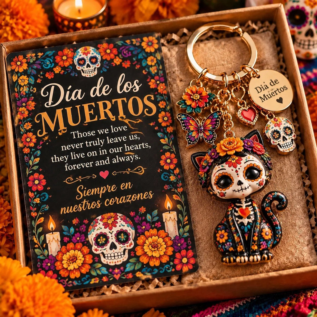 Día de Muertos Charm Keychain – 4 Colorful Styles
