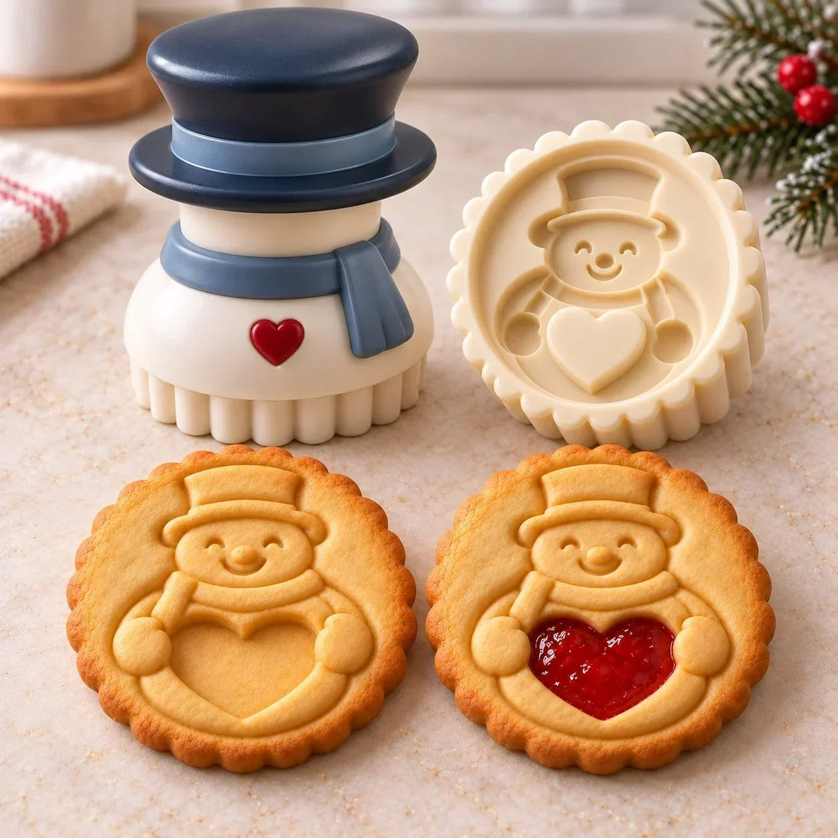 🍪 Christmas Cookie Press with Jam-Fill Center — Make Holiday Baking More Creative and Fun