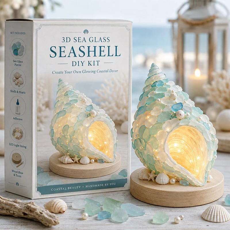 ⏳ Last Day 49% OFF – 🌊 Beginner-Friendly DIY 3D Lighted Sea Glass-Style Art Kit Collection | Complete Kit with Sea Glass-Style Pieces, LED Lights & Step-by-Step Guide Included 💕