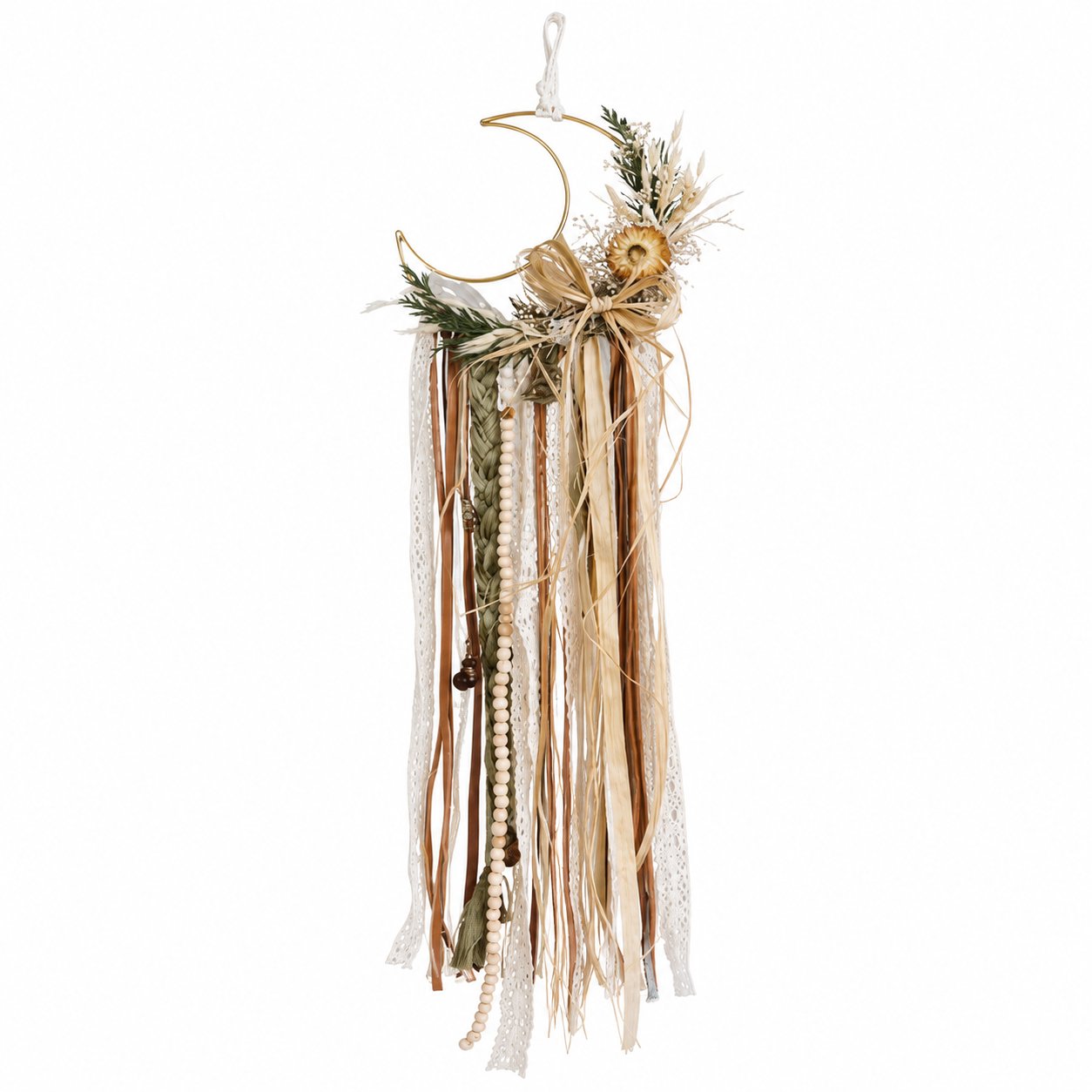 Celtic Moon Witch Bells Wall Hanging | Dried Flower Crescent Moon Door Hanger ๐ (๐ฆBuy 2 Free Shipping)