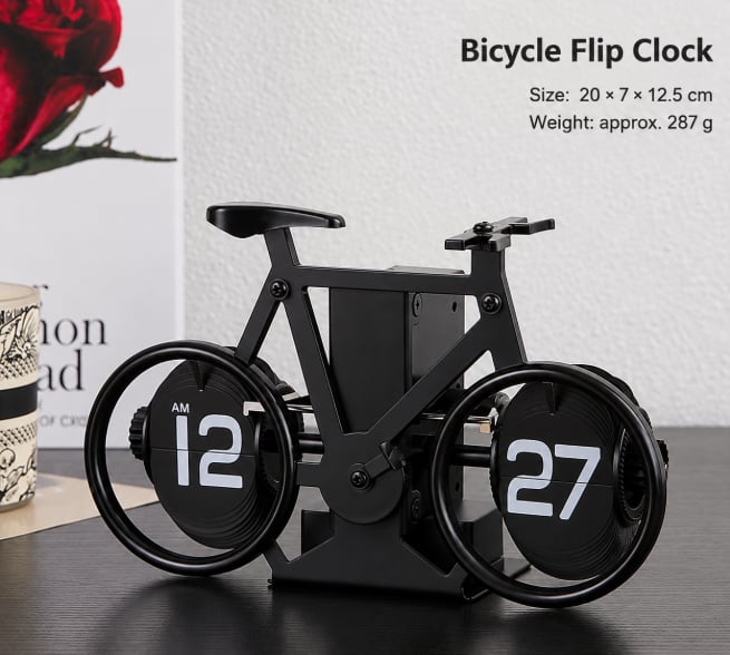 Creative Bicycle Automatic Page Turning Clock