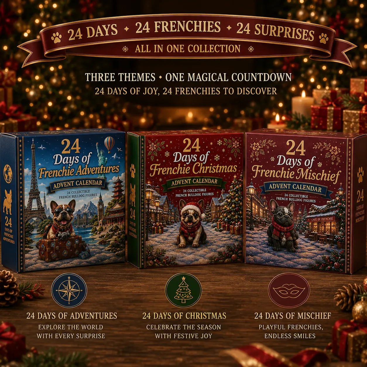 ⏳ Last Day 49% OFF – 🐶 24-Day French Bulldog Christmas Advent Calendar | 24 Unique Collectible Frenchie Characters with Different Outfits, Personalities & Daily Holiday Surprises 🎄✨