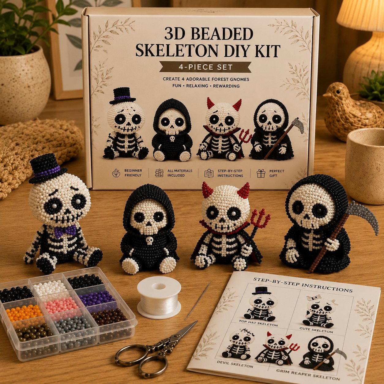 3D Beaded Animal Craft Kit – Relaxing 4-Piece DIY Set