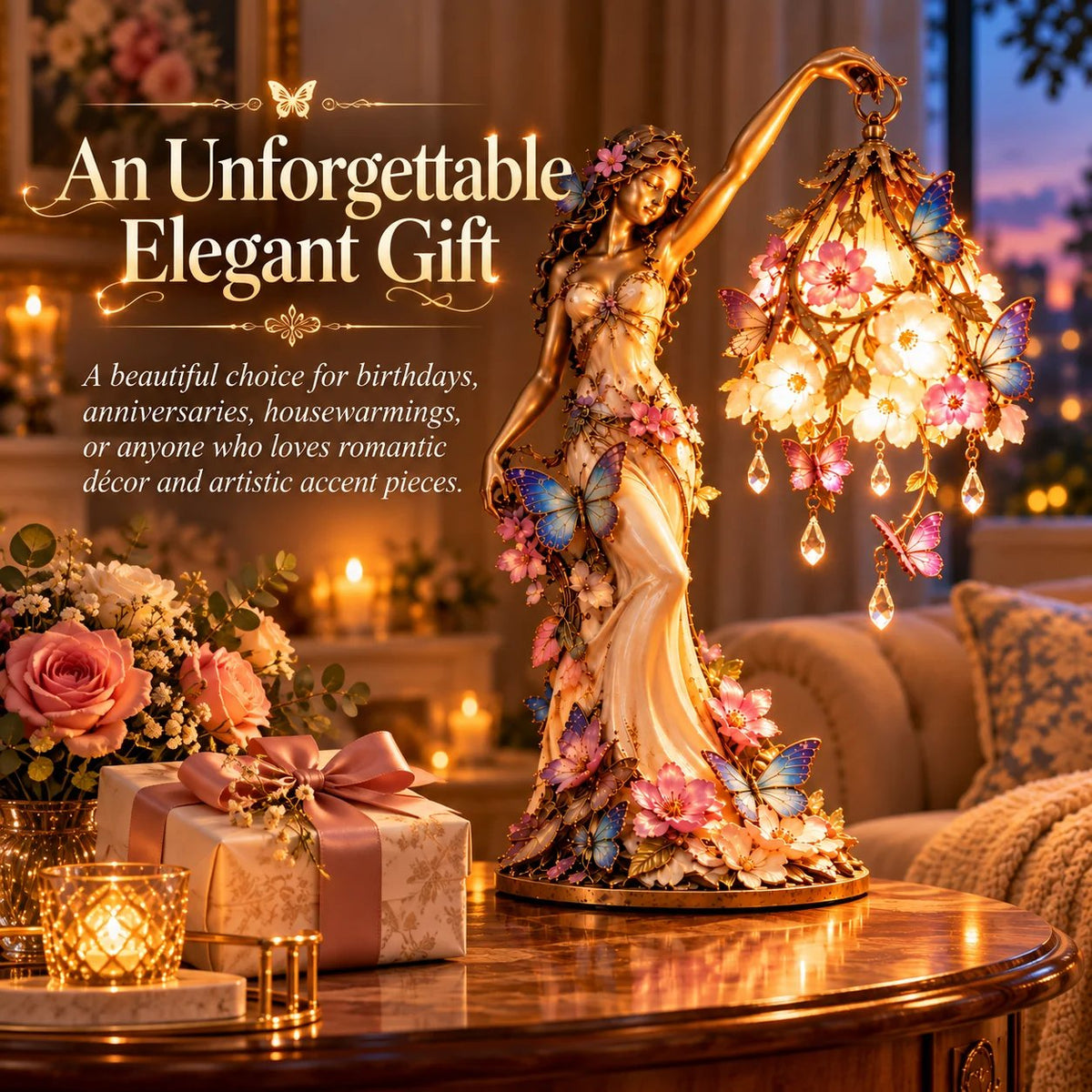 π¦ 'Butterfly Lady' Accent Lamp β Elegant flower goddess-style lamp with crystal drops