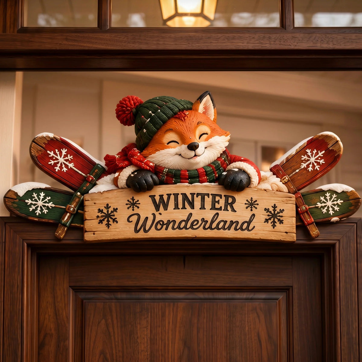 ❄️🎿 | Rustic Winter Mountain Cabin Door Frame Decor, Christmas Above-Door Wall Sign, Seasonal Porch Home Ornament