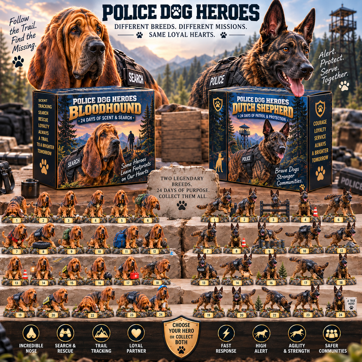 ๐พ 24 Days of Police Dog Heroes โ Bloodhound & Dutch Shepherd Mission Collection