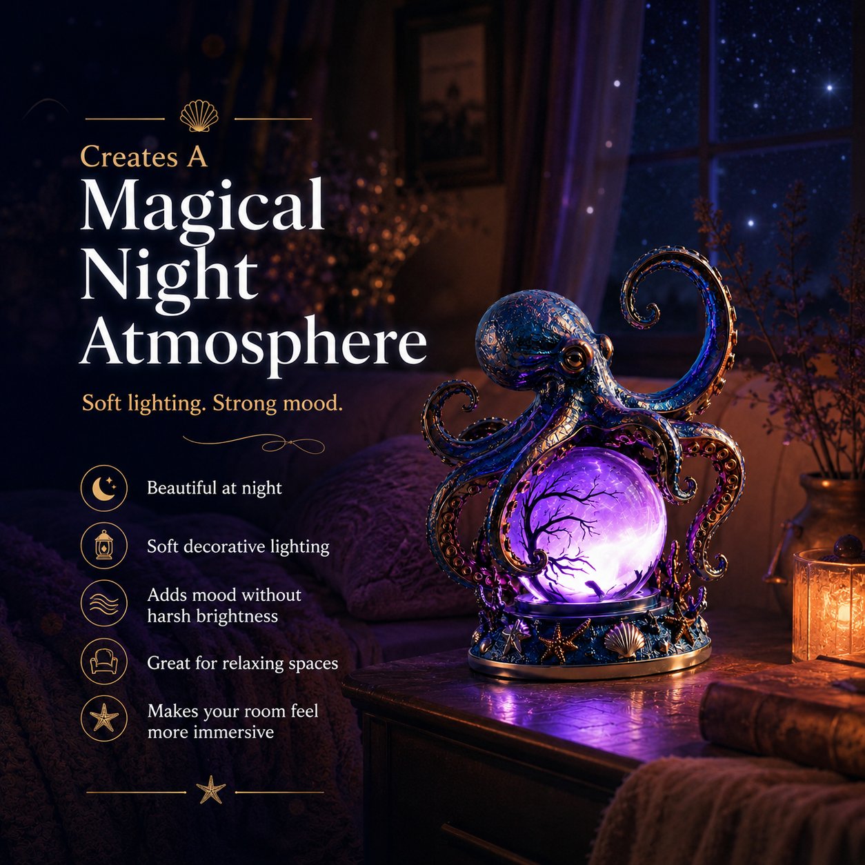 🐙 Deep Sea Octopus Crystal Ball Lamp