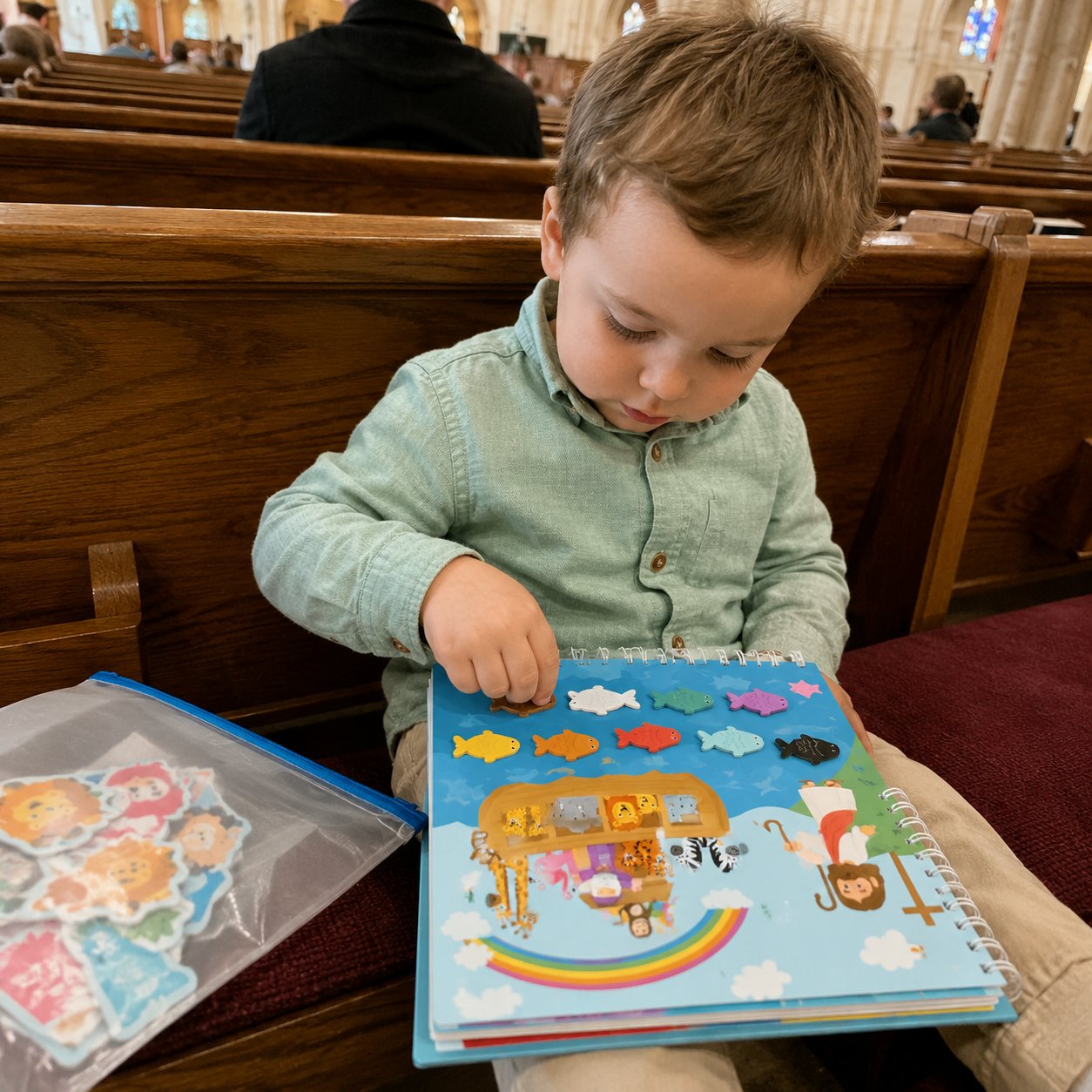 ✝️ Bible Busy Book for Toddlers | Montessori Christian Quiet Book with 152 Velcro Pieces & 15 Faith Activities