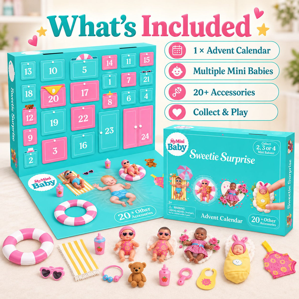 π 24-Day Mini Baby Surprise Advent Calendar β Mini Dolls & 20+ Accessories Christmas Countdown Gift