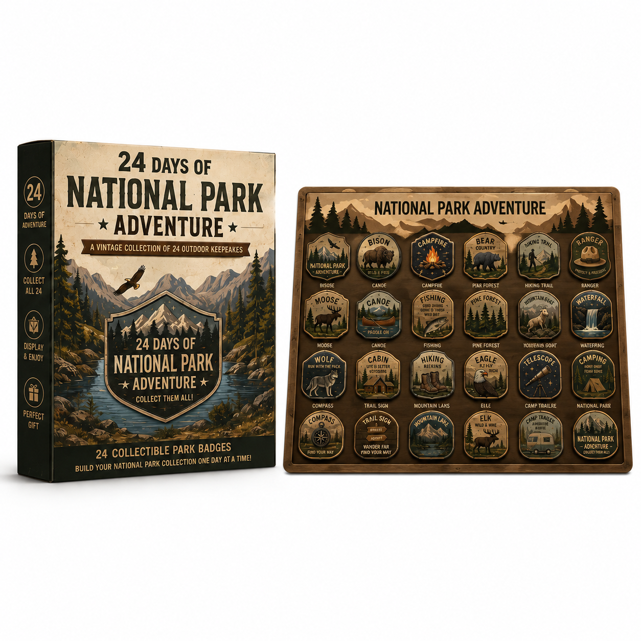 National Park Adventure Advent Calendar – 24 Vintage Collectible Badges