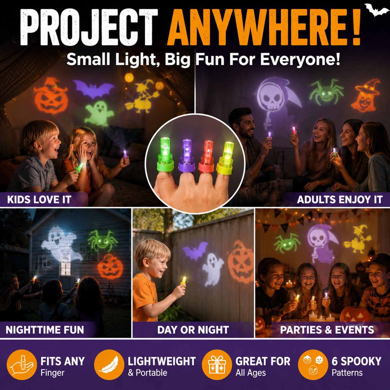 π Spooky Pattern Finger Projector Lights (36 Pcs)