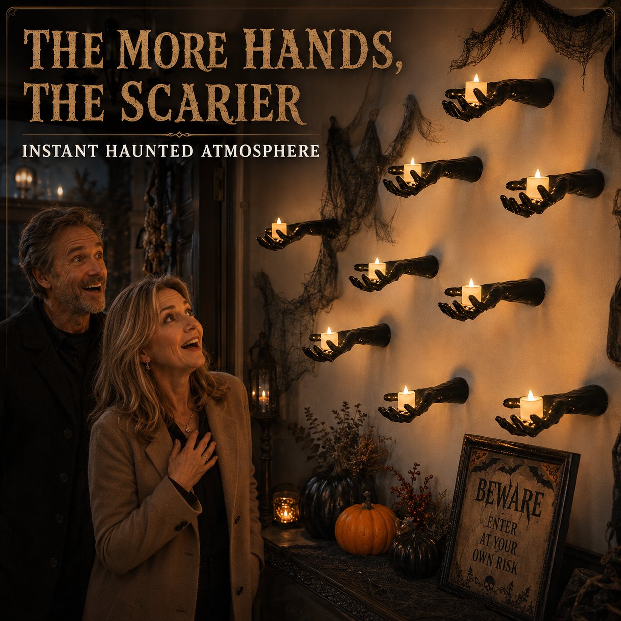 π₯ Last Day 50% OFF - Creepy Hand Wall Candle Holder Set Gothic Halloween Decor
