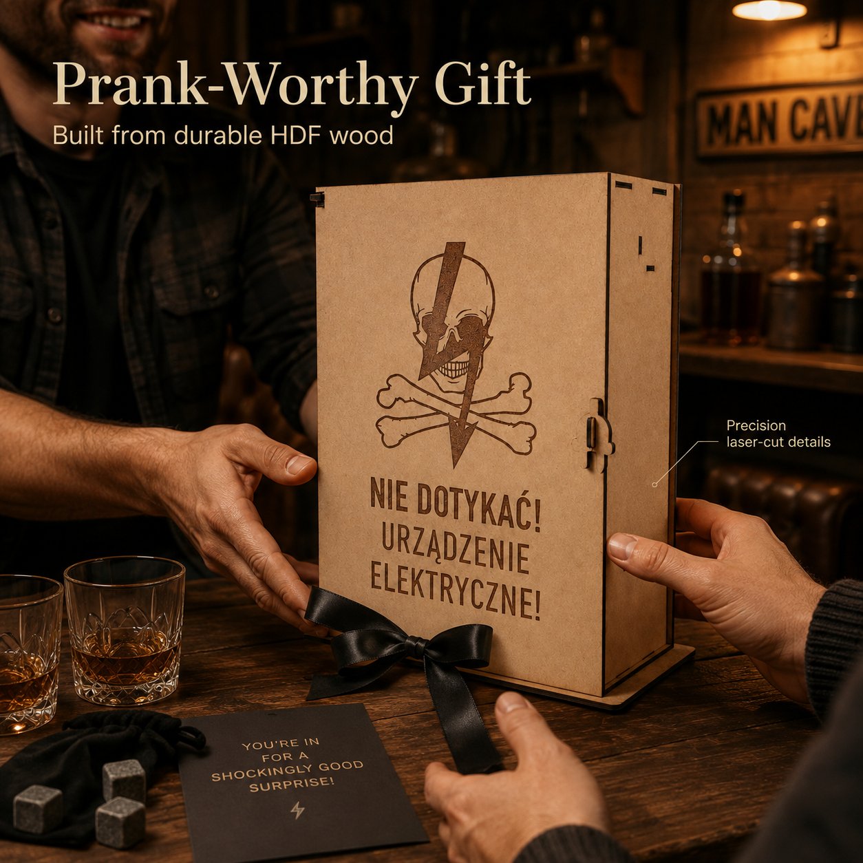Industrial Electrical Cabinet Whiskey Gift Box | Interactive Puzzle Wooden Liquor Storage Box ⚡💀