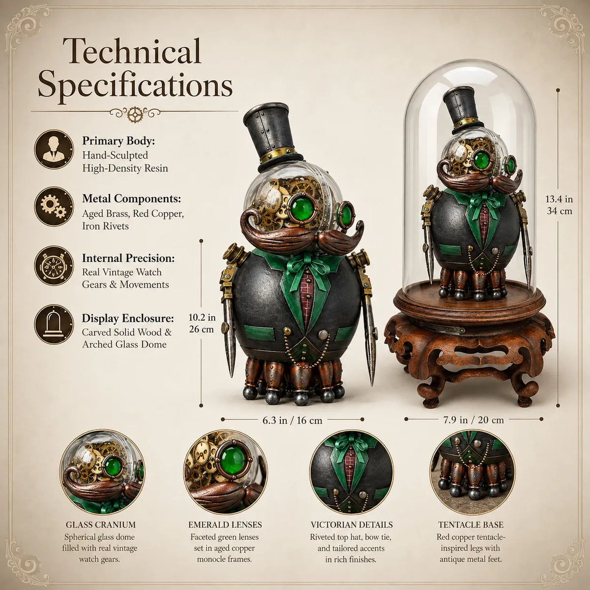📐SteamPunk Mechanical Scholar Gear Art Sculpture