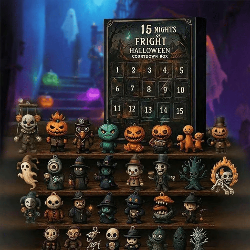 ⏳ Last Day 49% OFF – 🎃 31 Nights of Fright Halloween Countdown Box | 31 Unique Mini Figurines, Hanging Charms & Spooky Collectibles with No Repeats 👻✨