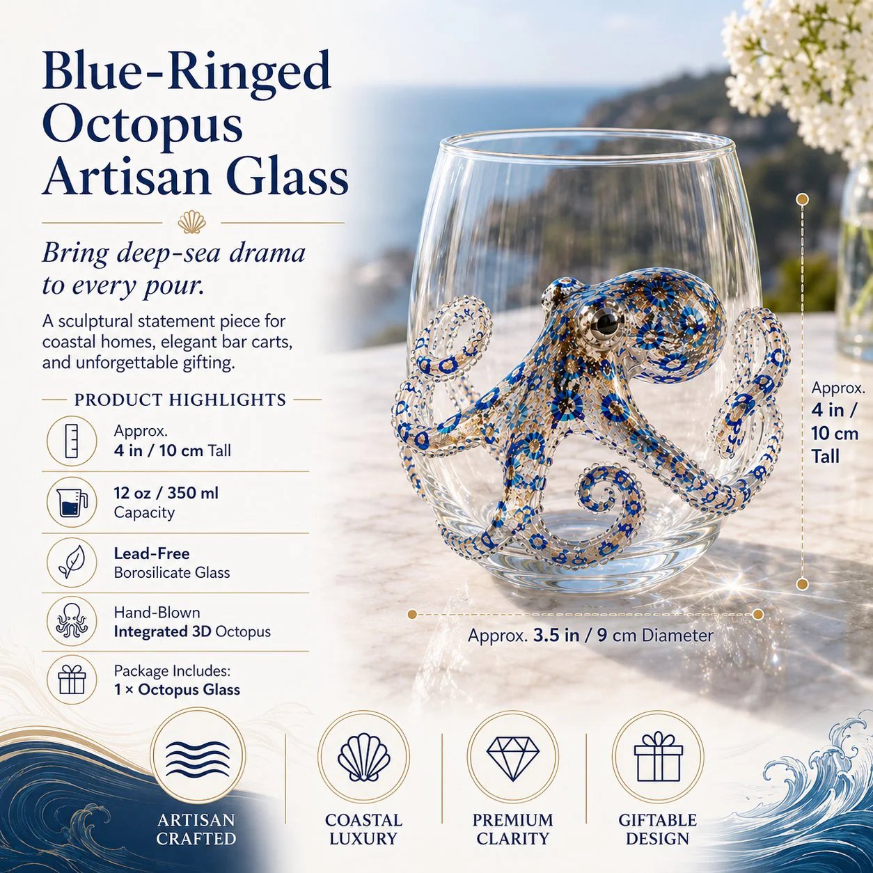 🌊 2026 3D Ocean Animal Artisan Glassware Collection for Fresher Sips, Coastal Elegance & Elevated Home Bar Vibes