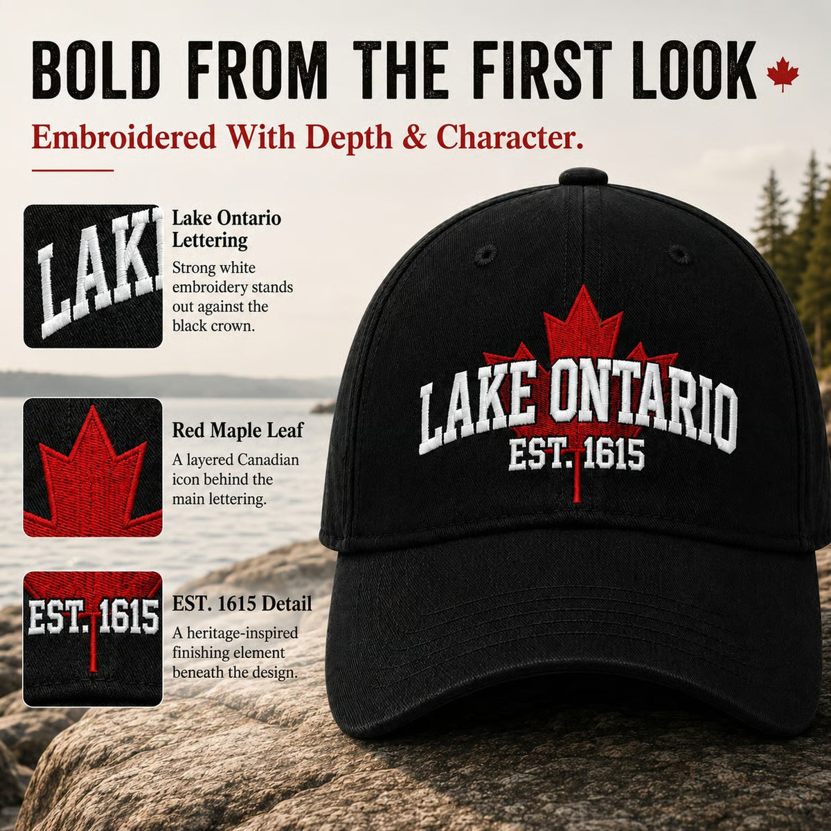 ๐ฅ49% Off Last Day๐ฅBUY 3 GET 1 FREE๐ฅ -๐จ๐ฆ๐Lake Ontario Forever Heritage Embroidered Cap