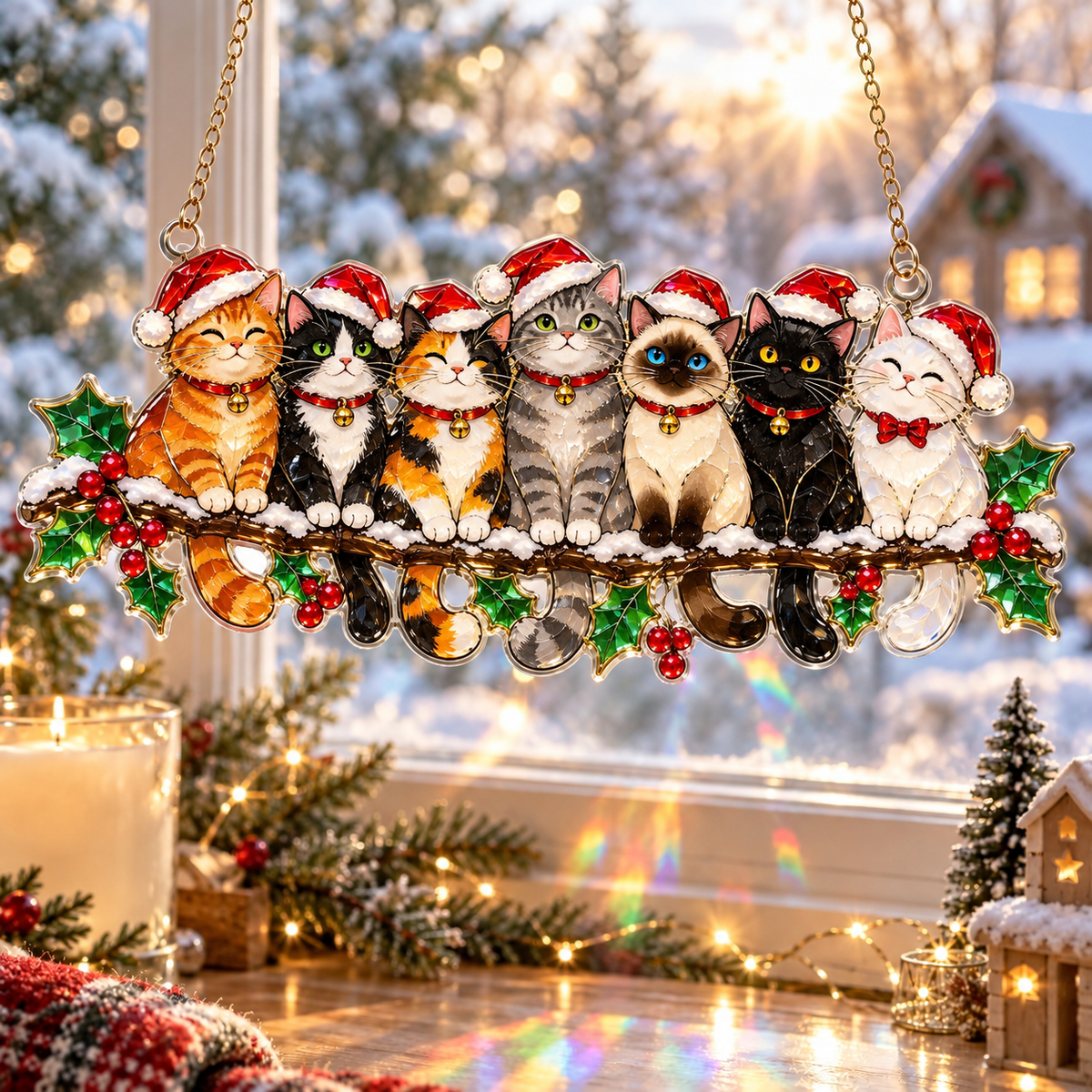 ✨ Whimsical Winter Suncatchers(11 types) | Shatterproof 'Stained-Glass' Acrylic Window Hangings 🎄