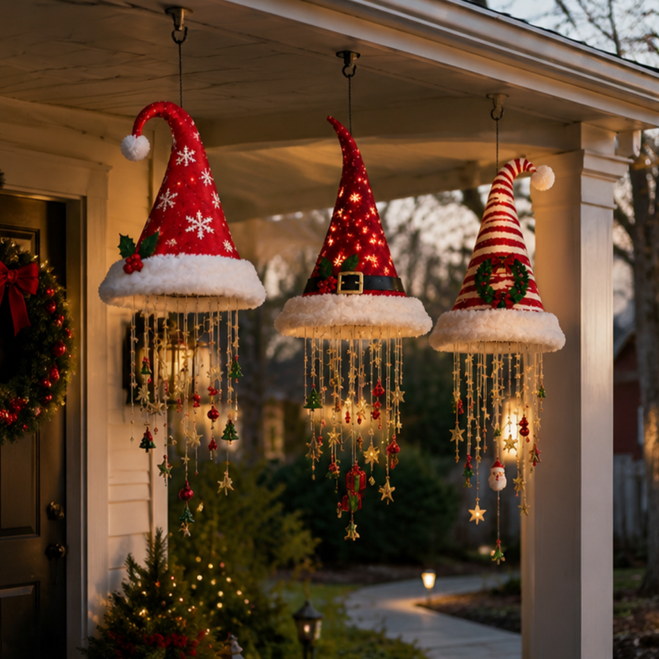 π
Lighted Santa Hat Hanging Chandelier π | 3 Styles Warm LED Christmas String Light | Indoor Outdoor Porch Holiday Decor Gift