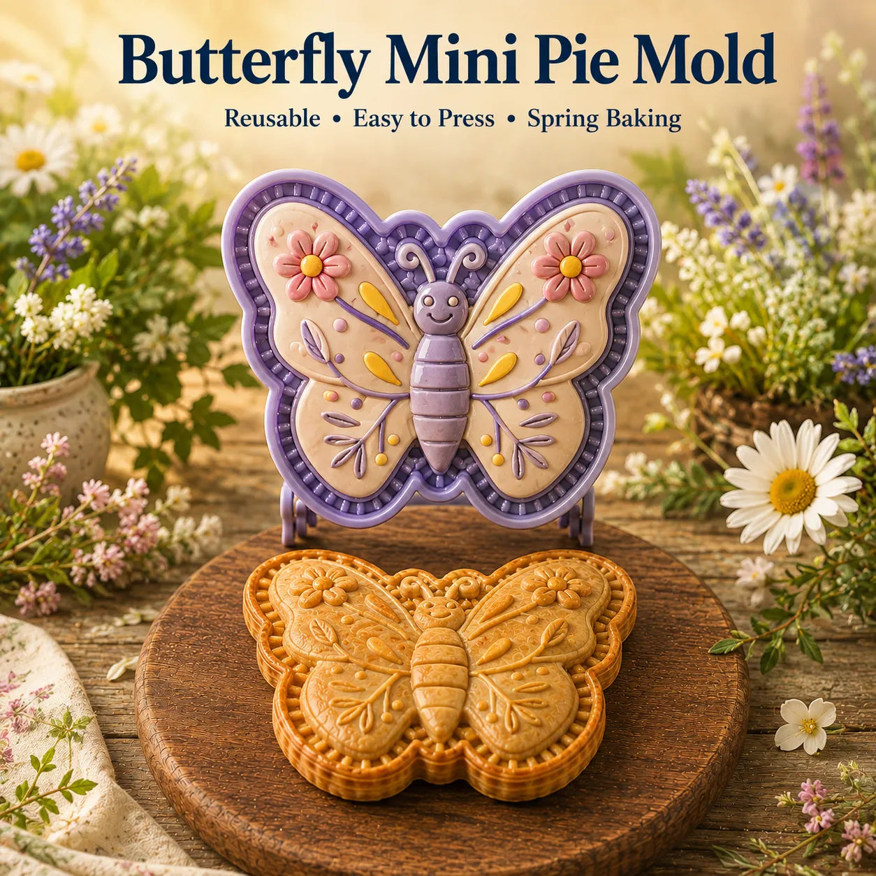 ⏳ Last Day 49% OFF – 🌸 8-Design Spring Garden Mini Pie Mold Collection | Reusable Embossed Molds for Shaping Detailed Bee, Butterfly, Ladybug, Sunflower, Cottage & More 🥧✨