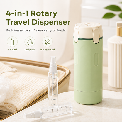 ✈️ 4‑in‑1 Leakproof Travel Bottles, 360° Rotary Toiletry Organizer 🧴