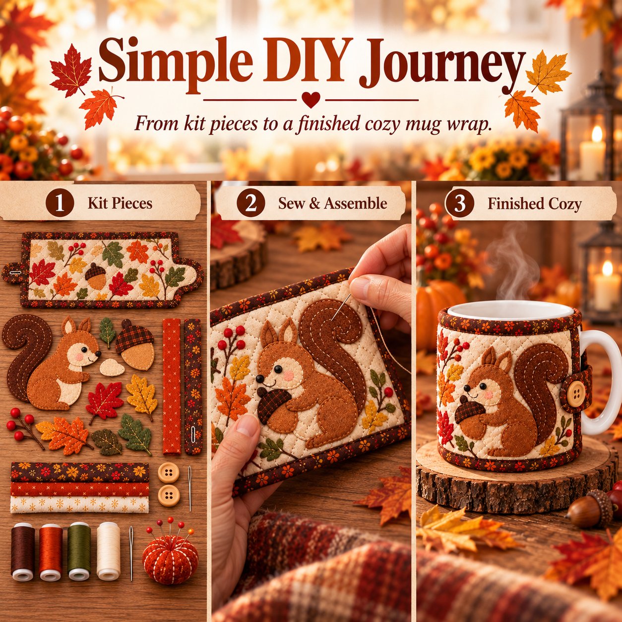DIY Fall Mug Cozy Sewing Kit