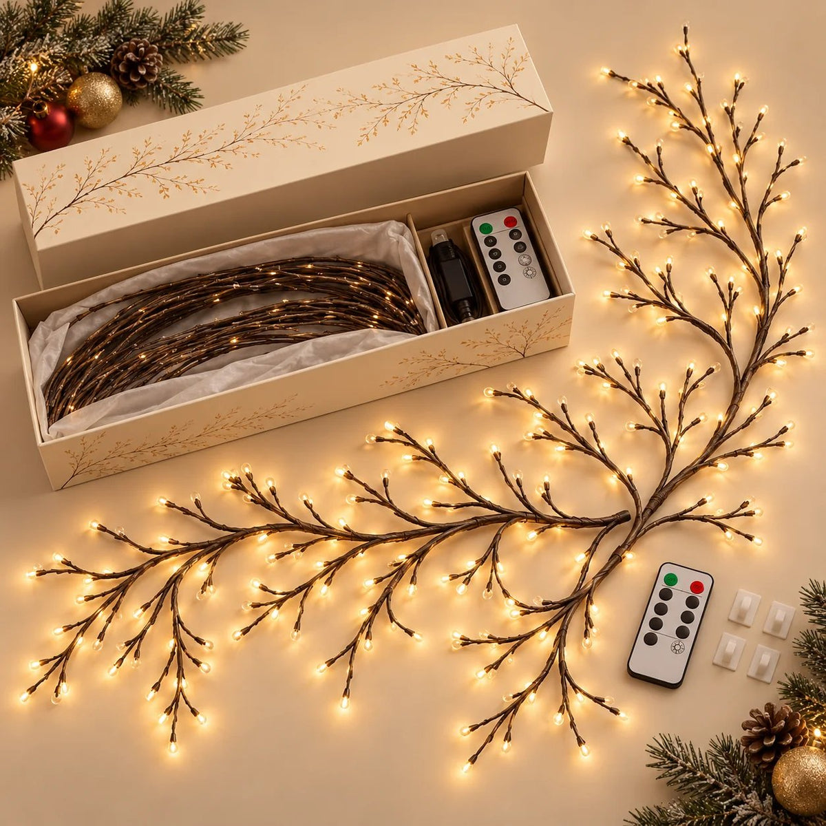 ✨ Flexible LED Branch Lights | Remote-Controlled Holiday Wall Decor(📦Buy 2 Free Shipping)
