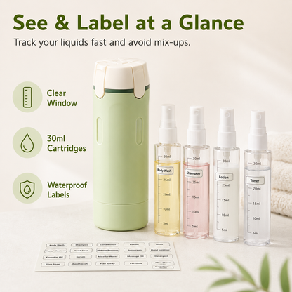 ✈️ 4‑in‑1 Leakproof Travel Bottles, 360° Rotary Toiletry Organizer 🧴