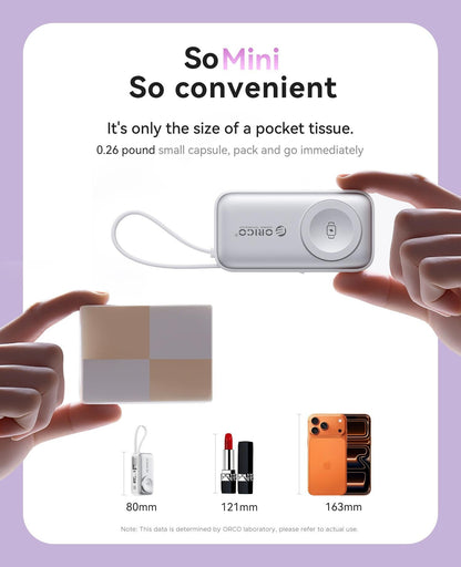 ⚡4-in-1 Folding Chargeable Portable Power Bank with Integrated Cable, Apple Watch Wireless Charging