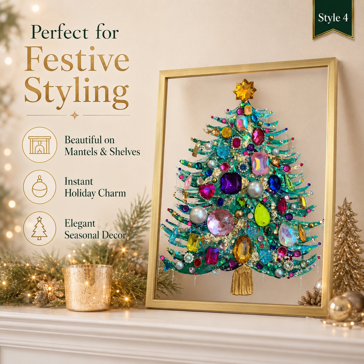 🎄 Jeweled 3D Christmas Tree Framed Art — Fill Your Home with Sparkling Holiday Magic! ✨💎