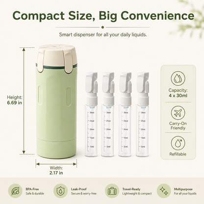 ✈️ 4‑in‑1 Leakproof Travel Bottles, 360° Rotary Toiletry Organizer 🧴