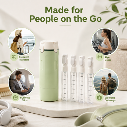 ✈️ 4‑in‑1 Leakproof Travel Bottles, 360° Rotary Toiletry Organizer 🧴