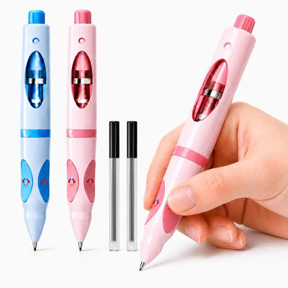 ✏️Write Right Ergonomic Pen Grip Writing Aid – Self-Advancing Posture-Training Pencil with 12 Refills
