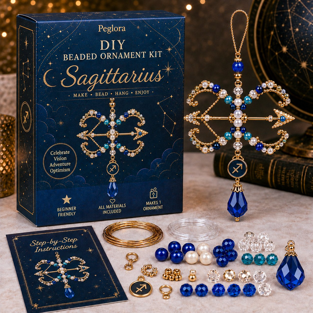 ⏳ Last Day 49% OFF – 🌙 Beginner-Friendly Zodiac Blessing Beaded Ornament DIY Kit Collection | Complete Kit with Beads, Crystal Accents, Zodiac Charms & Step-by-Step Guide Included 💕