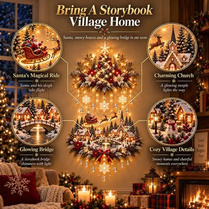 🎄✨ Illuminated Christmas Tree & Village Wall Hanging