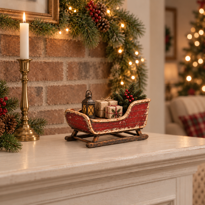 Vintage Christmas Eve Sleigh Figurine – 9.8 in Tabletop Décor