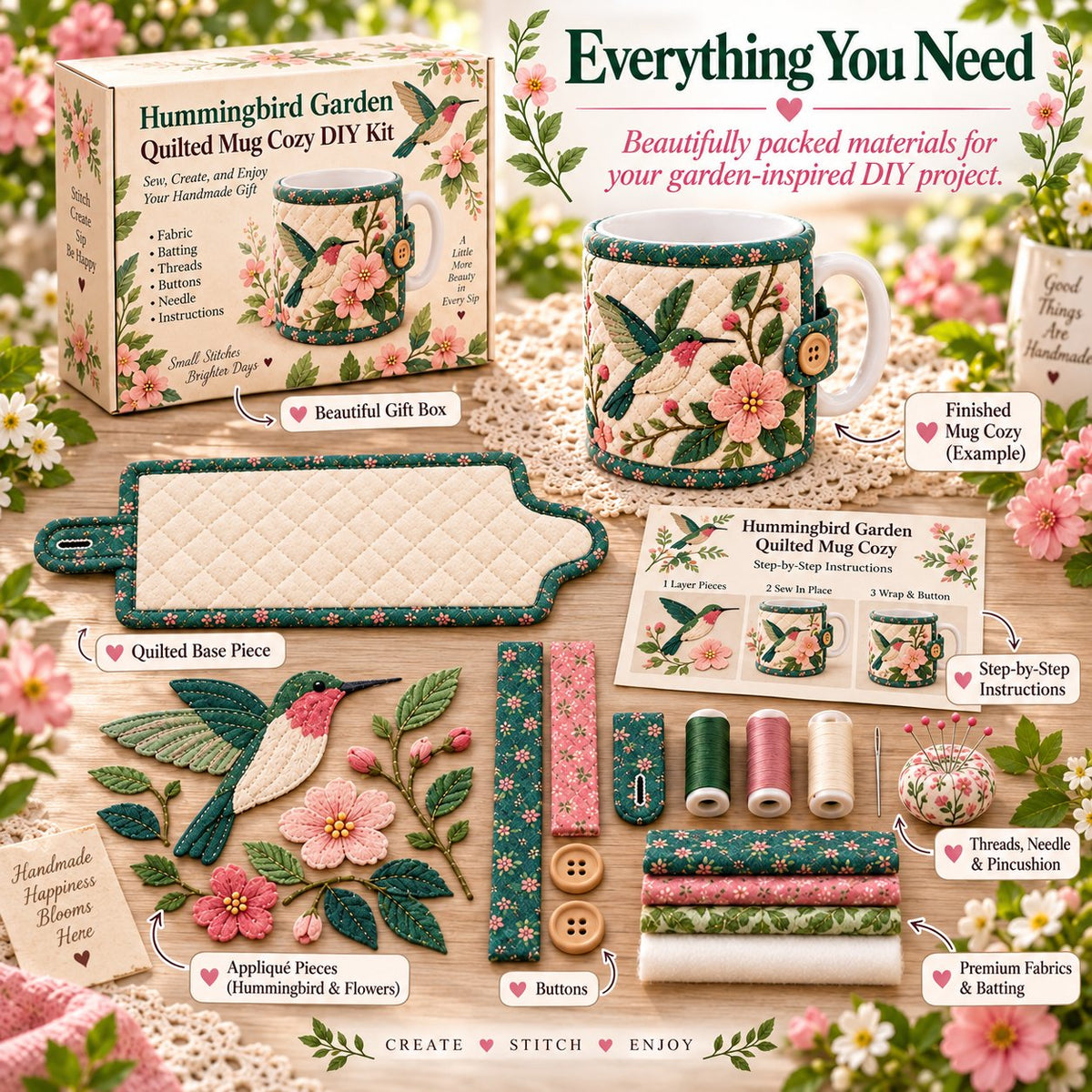 Garden Quilted Mug Cozy DIY Kit