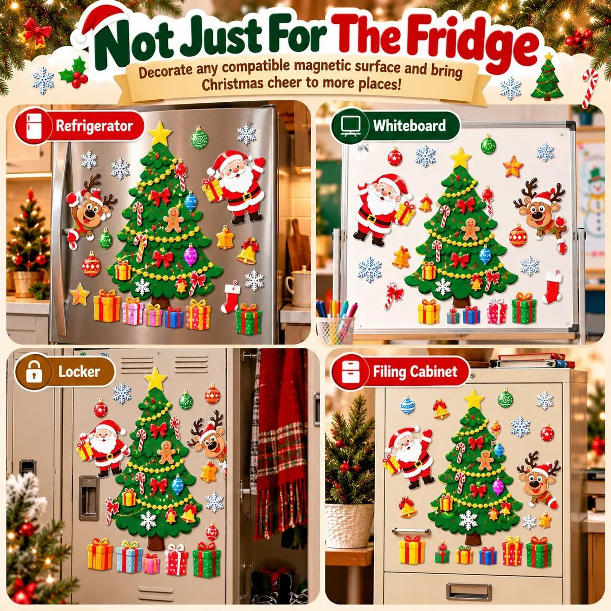 🔥HOT SALE🔥 49% OFF – 🎄DIY Magnetic Christmas Fridge Decor | Reusable Tree & Holiday Magnets for Family Fun 🧲