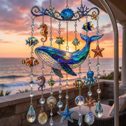 🌊Ocean-Themed Crystal Wind Chime – ✨Bring the Ocean Glow to Your Garden