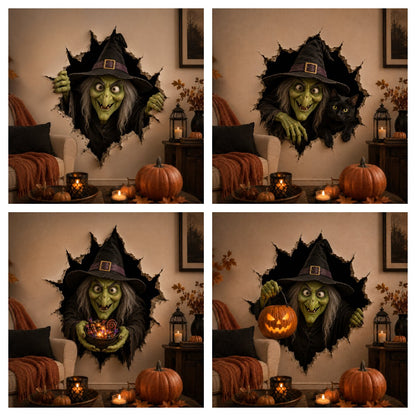⏳ Last Day 49% OFF – 🧙‍♀️ Halloween Witch Break-In 3D Wall Decal | Realistic Cracked-Wall Illusion with Reaching Hands, Dramatic Witch Artwork & Easy Peel-and-Stick Design 🎃✨