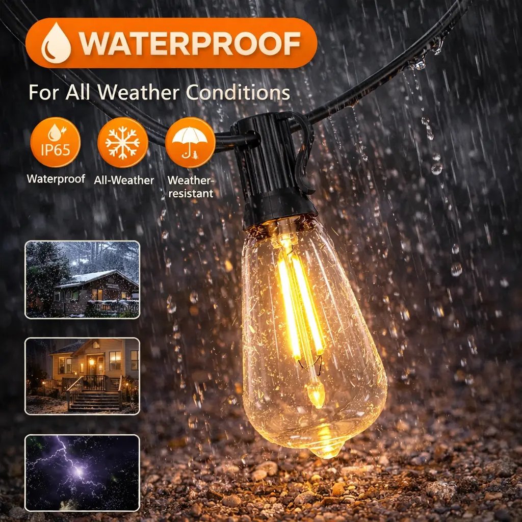 100FT Solar Outdoor String Lights with Remote Control